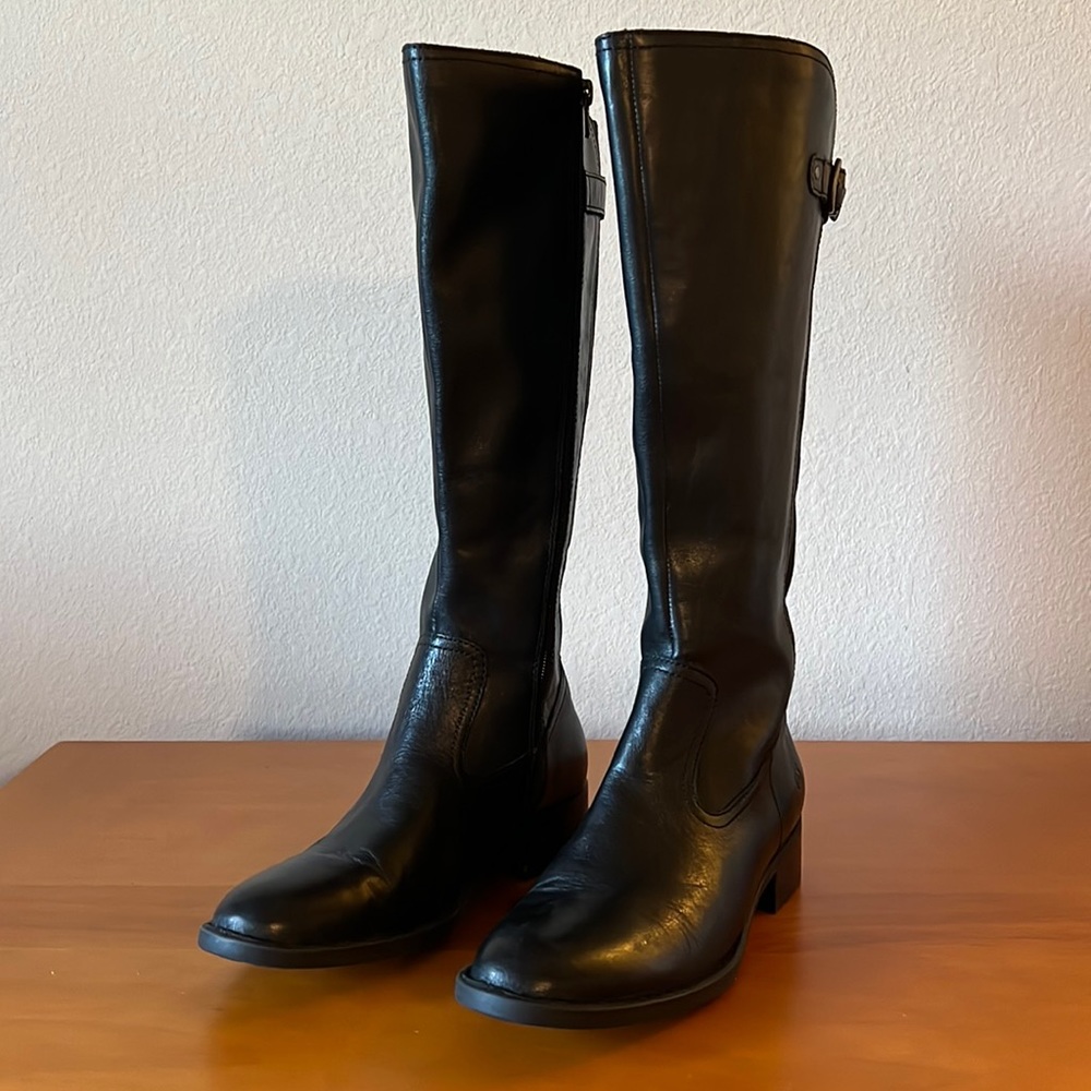 BORN Black Tall Boots - Block Heel - Size 8